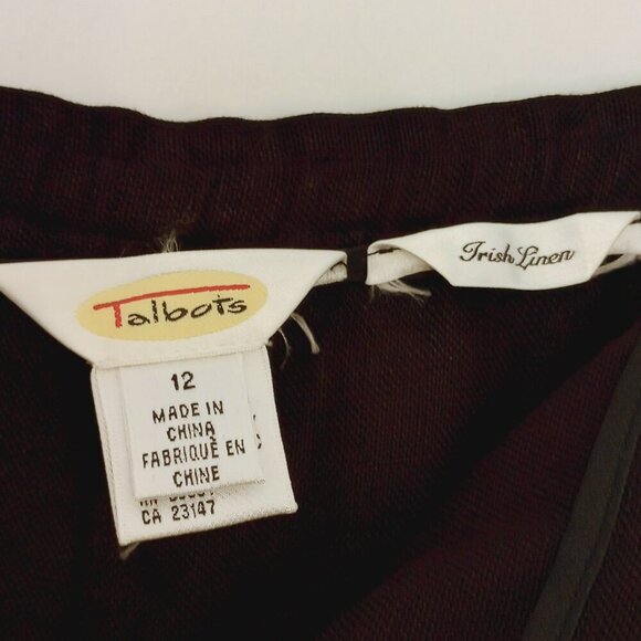 Talbots Black Irish Linen Drawstring Waist Pants - Picture 3 of 7